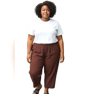 Old Navy Linen Blend Pants Womens 3X Bronze Straight Leg Pull On Comfort Waist